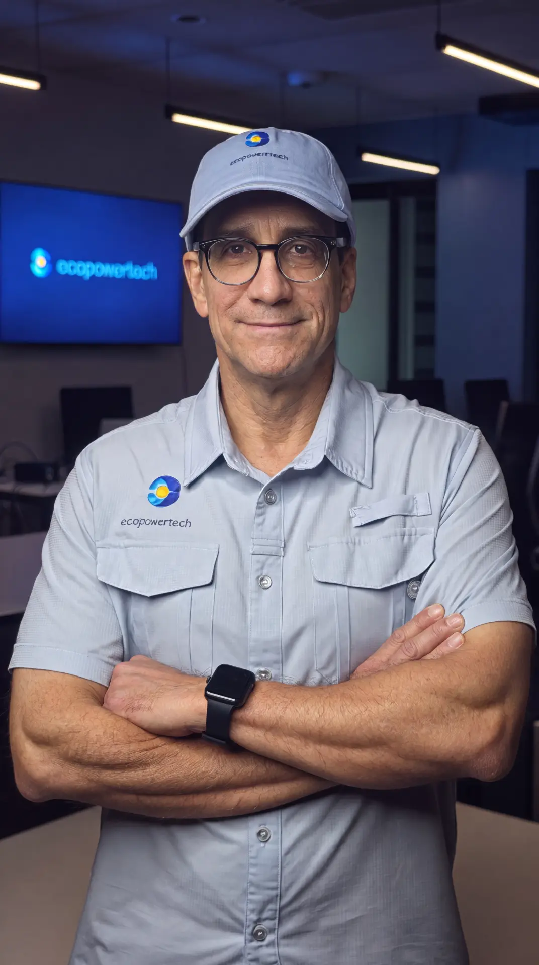 Clon digital técnico con uniforme de marca
